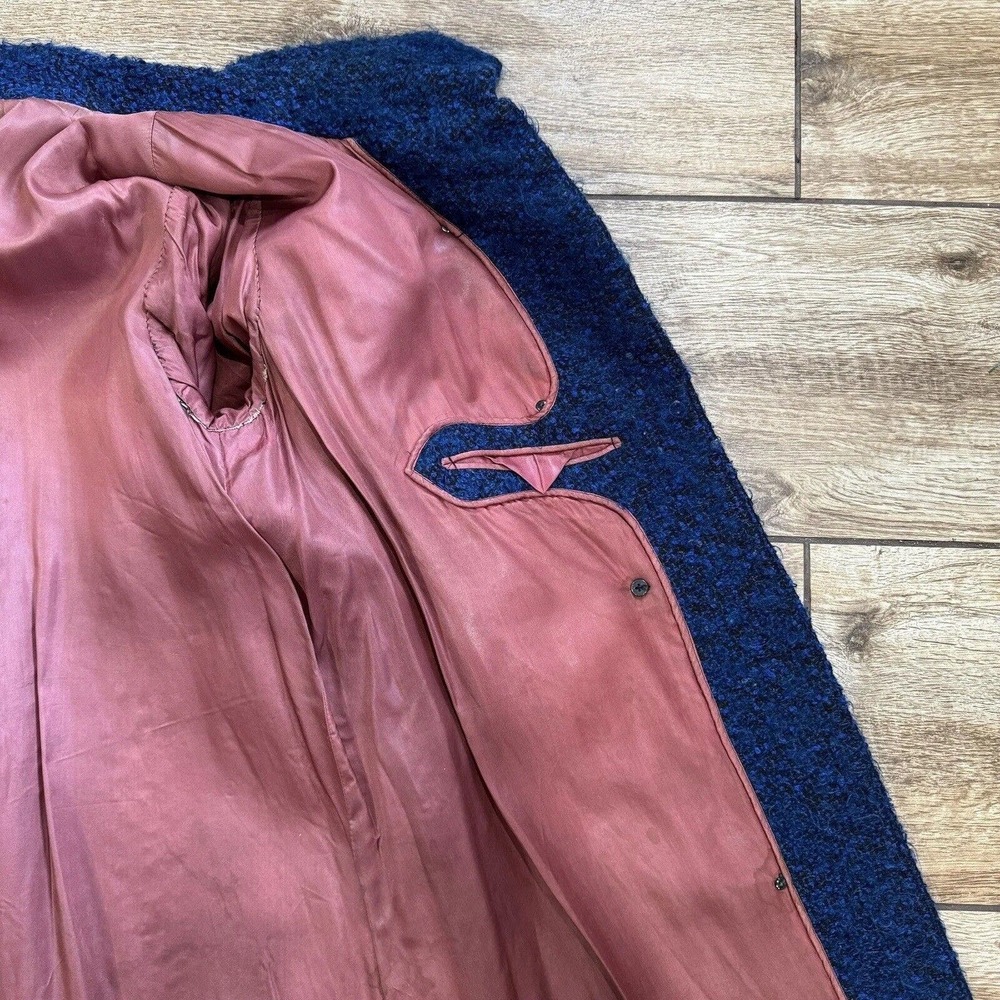 Vintage Blue Textured Coat 60s 70s Size S/M - Picture 15 of 16